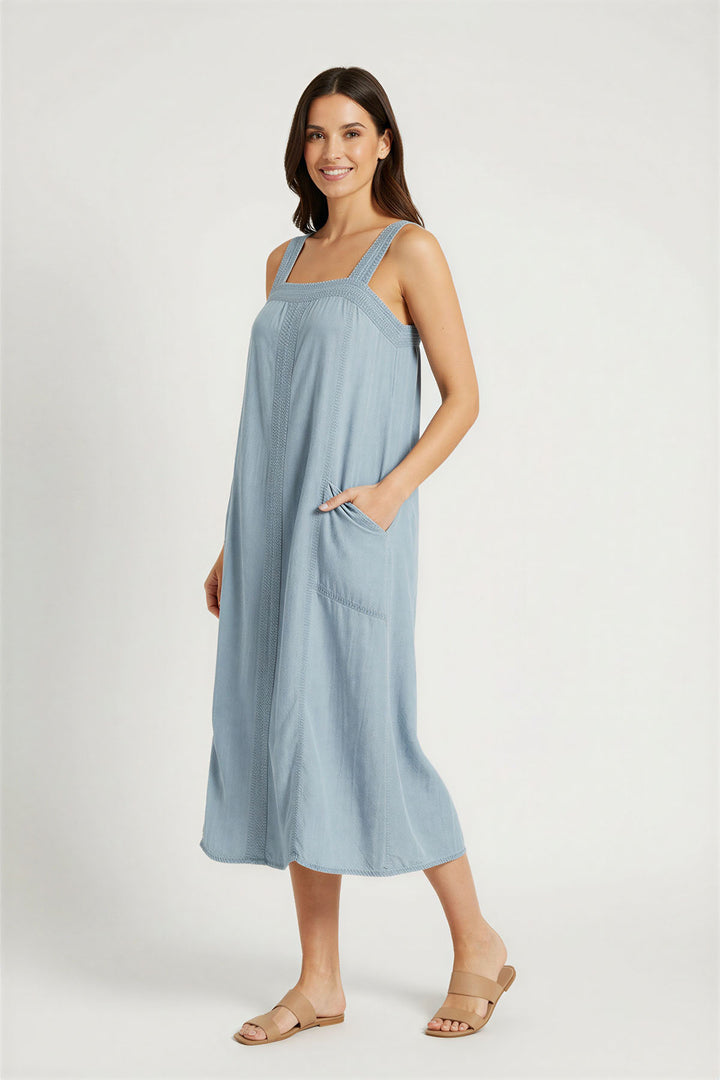 Light Denim Strappy Tunic Dress