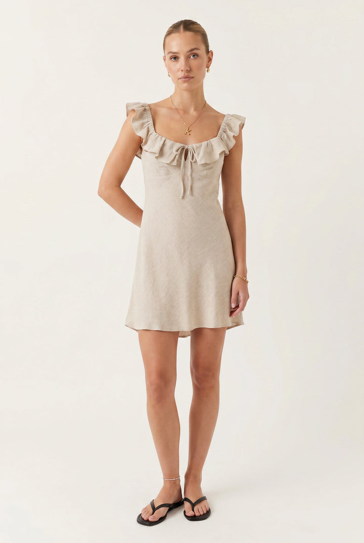 Square neck ruffle neck dress