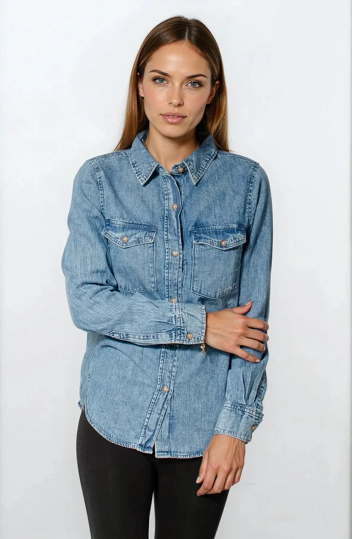 Blue Washed Denim Shirt