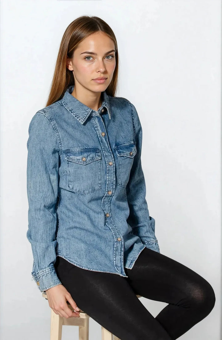 Blue Washed Denim Shirt