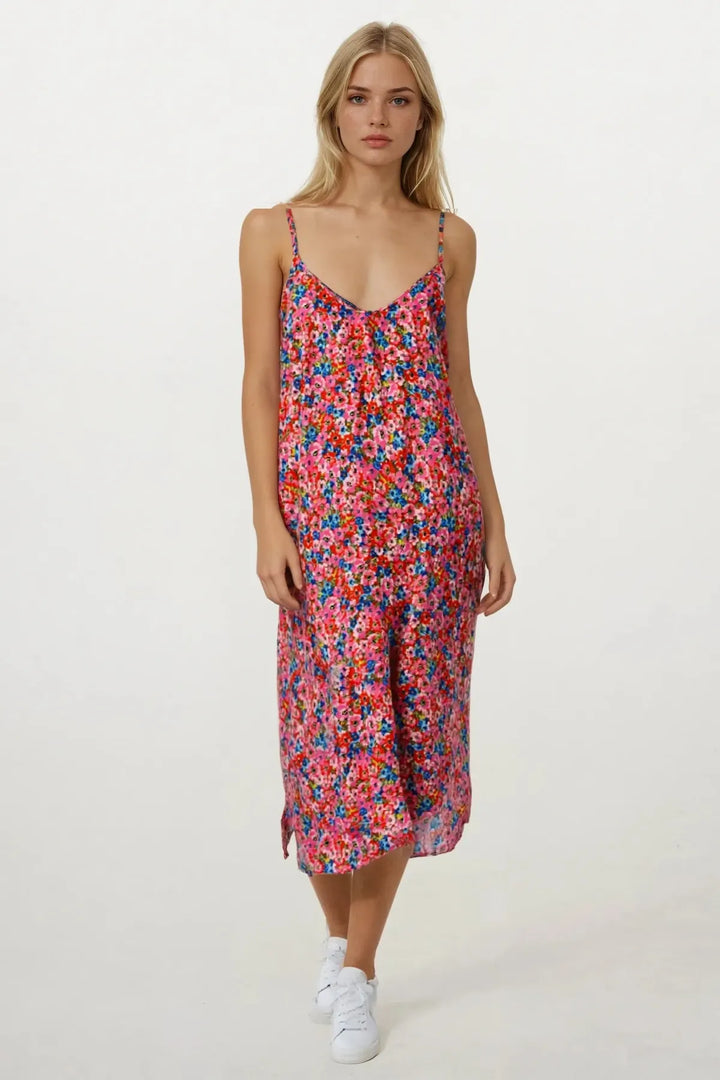 Pink Ditsy Print Floral Dress