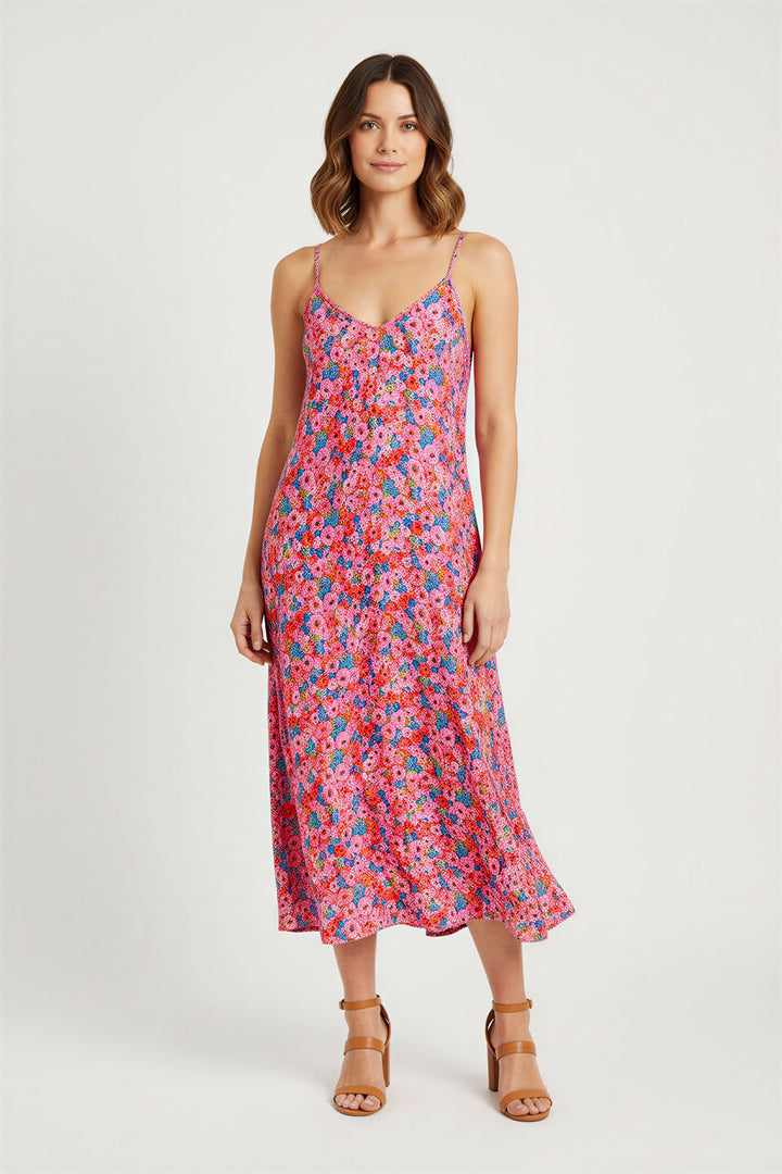 Pink Ditsy Print Floral Dress