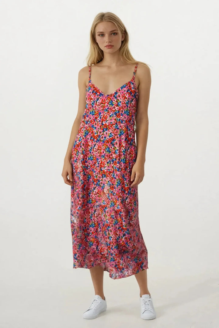 Pink Ditsy Print Floral Dress