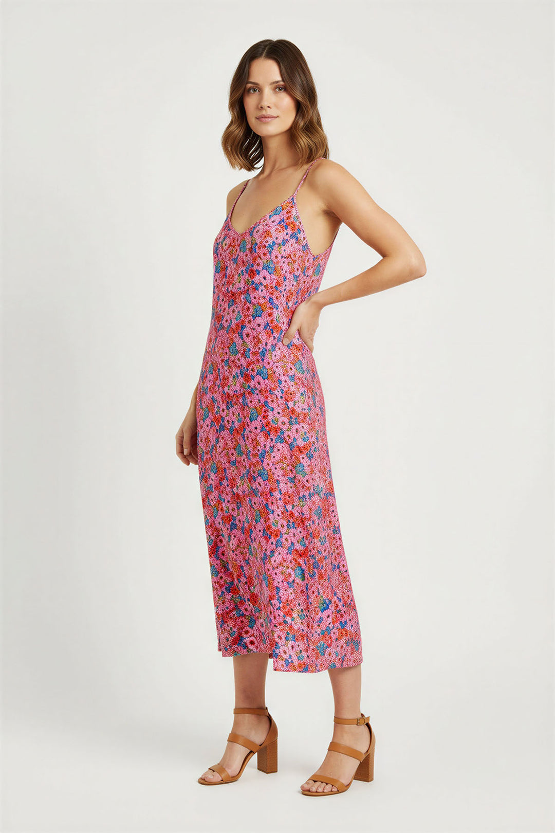 Pink Ditsy Print Floral Dress