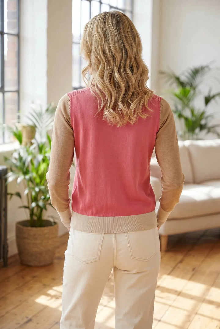 Fine Knit Block Colour Cardigan