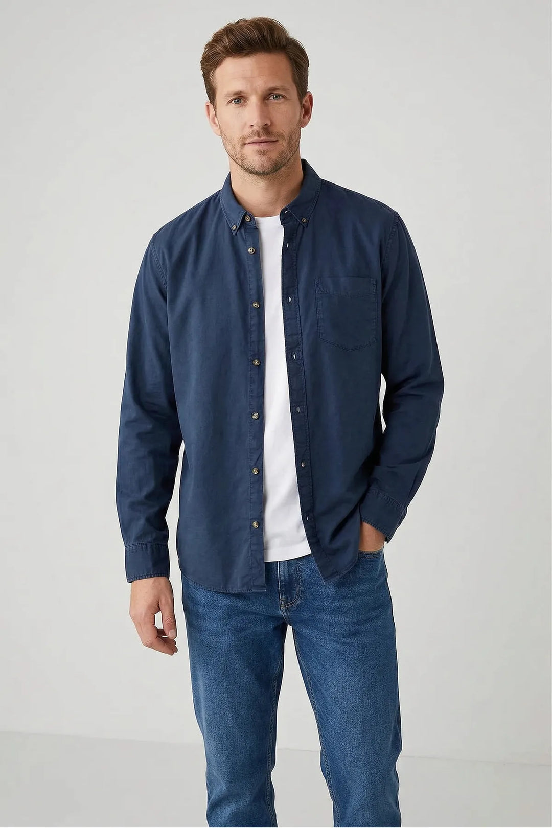 Button Down Collar Cotton Shirt