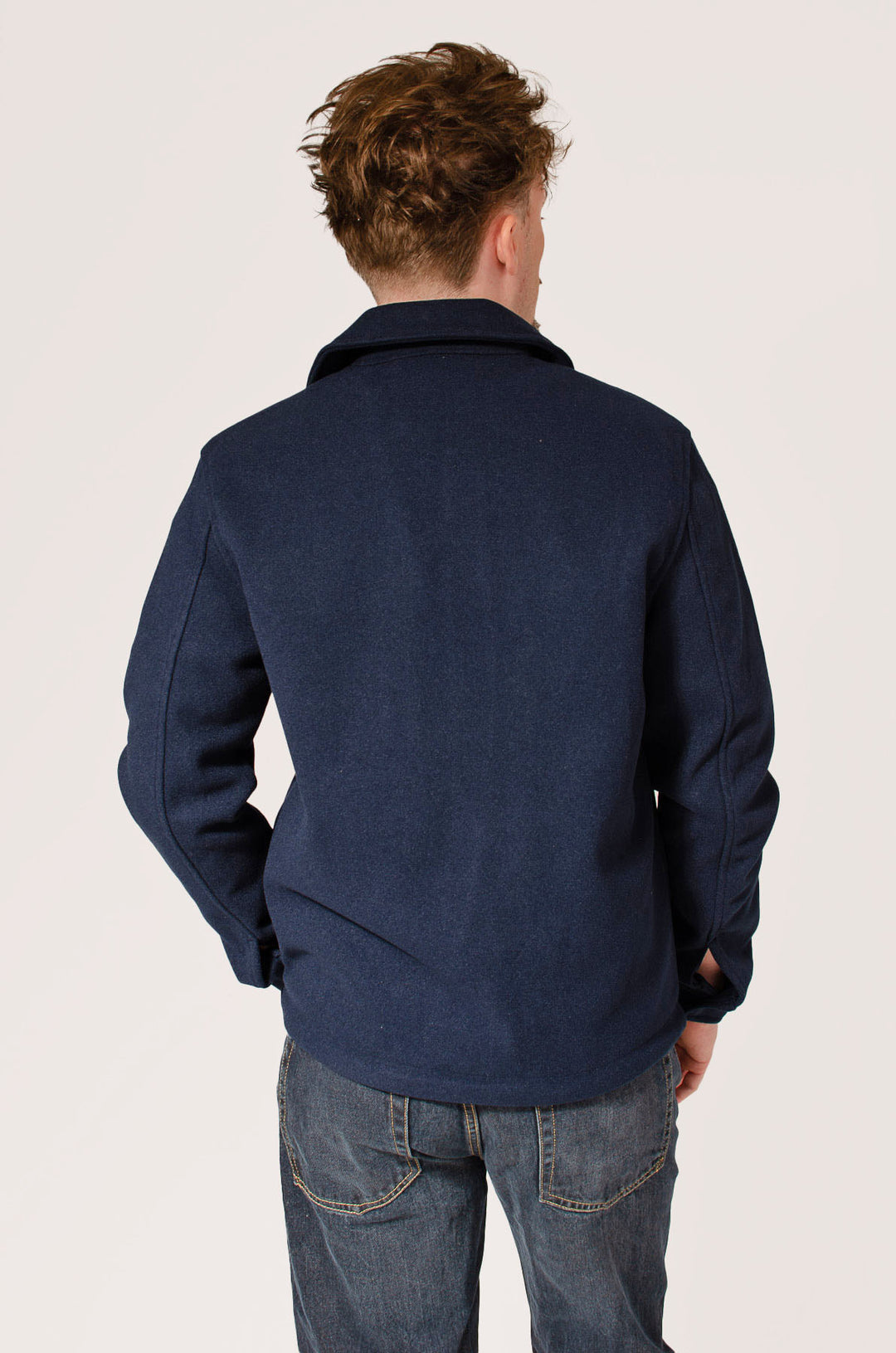 Navy Pocket Front Wool Style Jacket