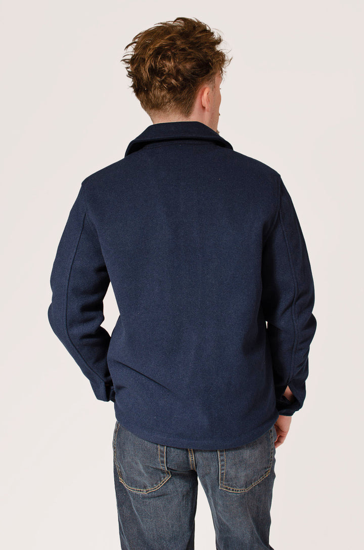 Navy Pocket Front Wool Style Jacket