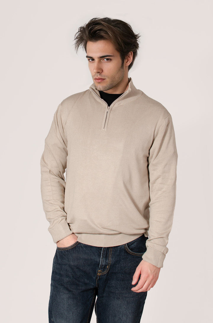 Zip Neck Fine Knit Sweater