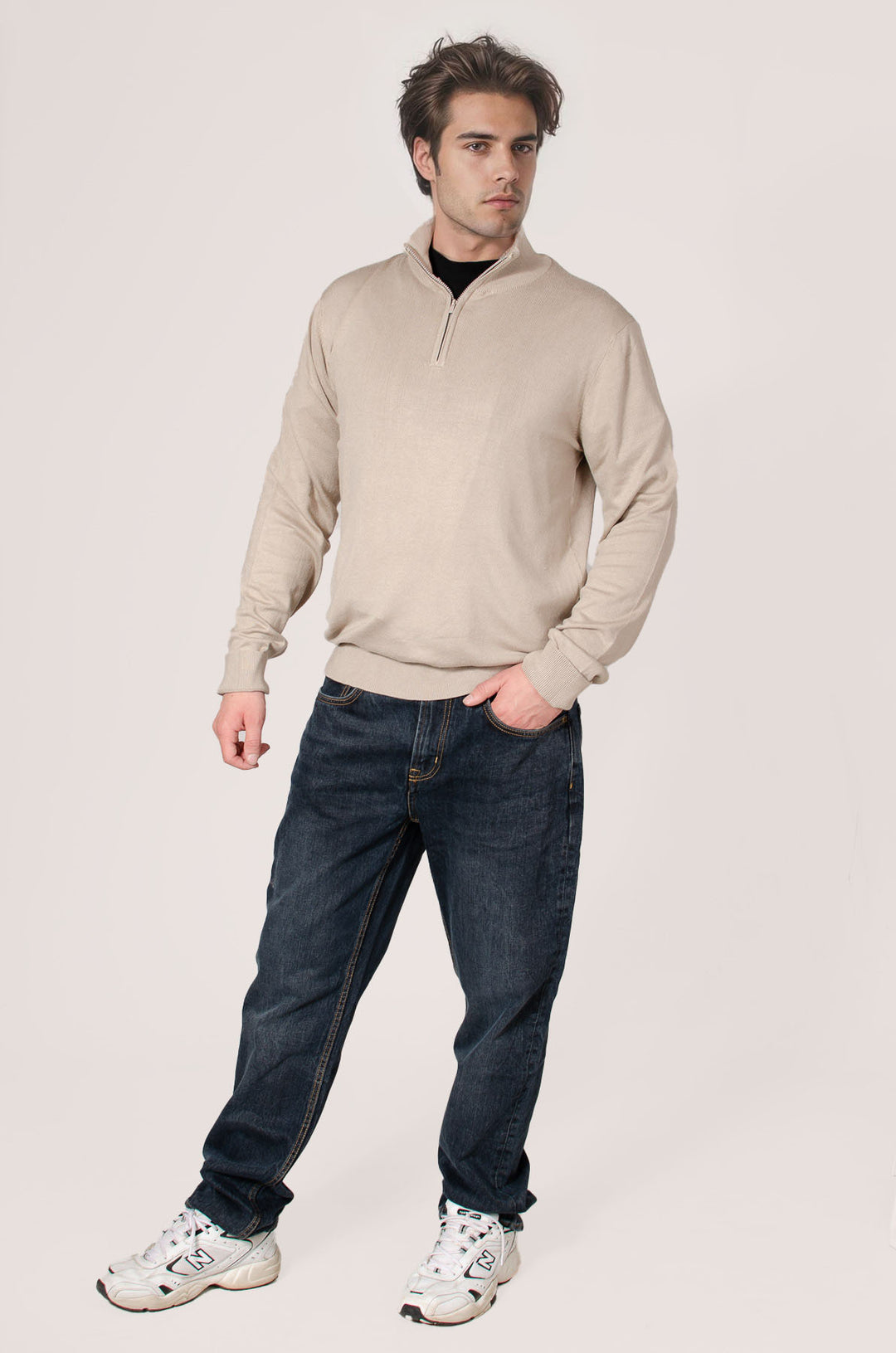 Zip Neck Fine Knit Sweater