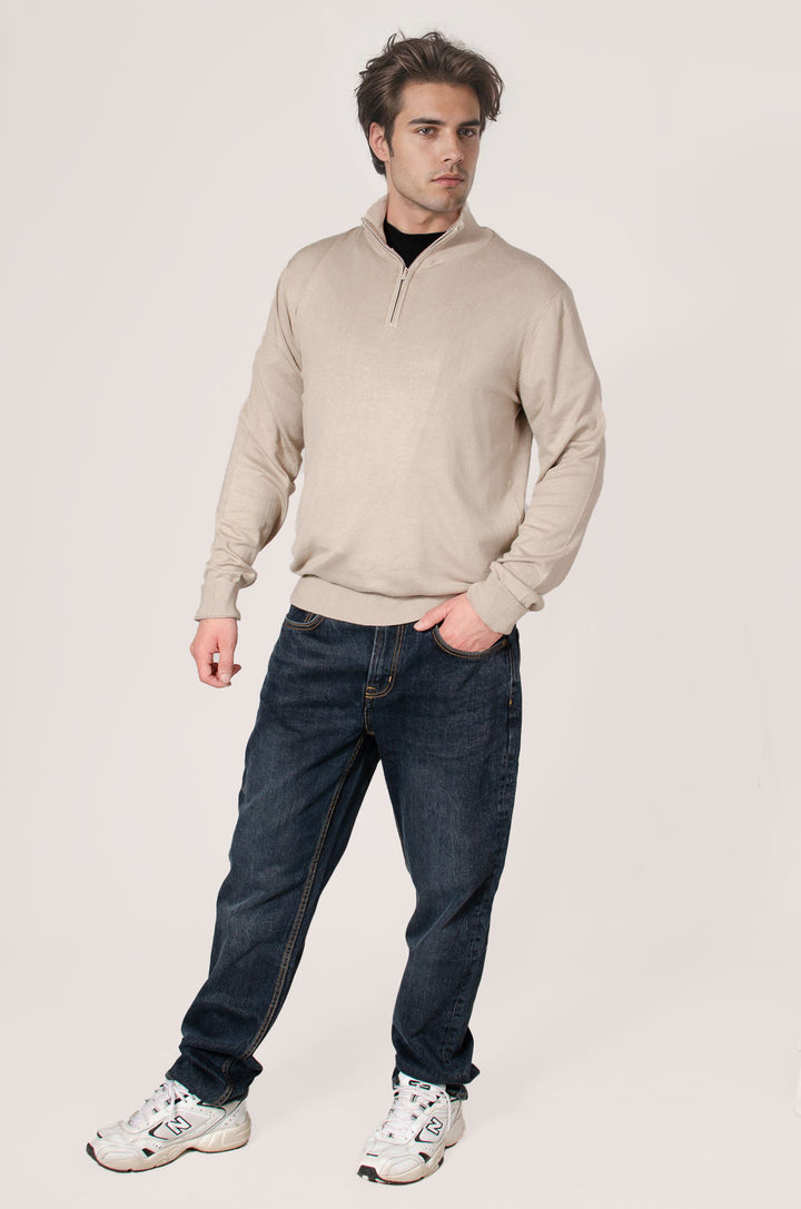 Zip Neck Fine Knit Sweater