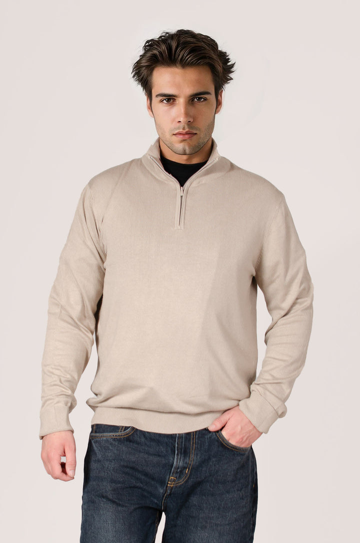 Zip Neck Fine Knit Sweater