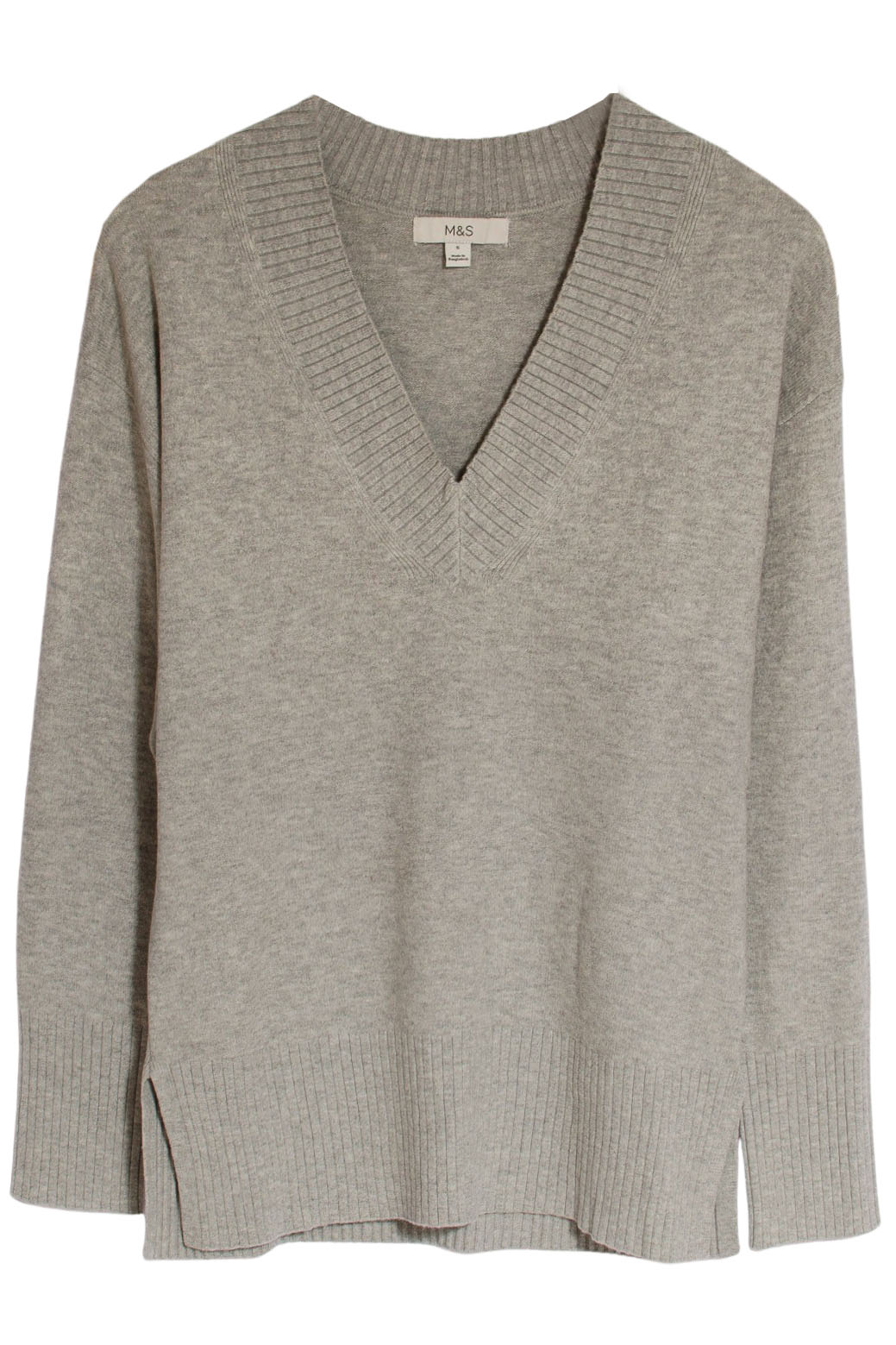 Deep V-neck Jumper Side Split Hem