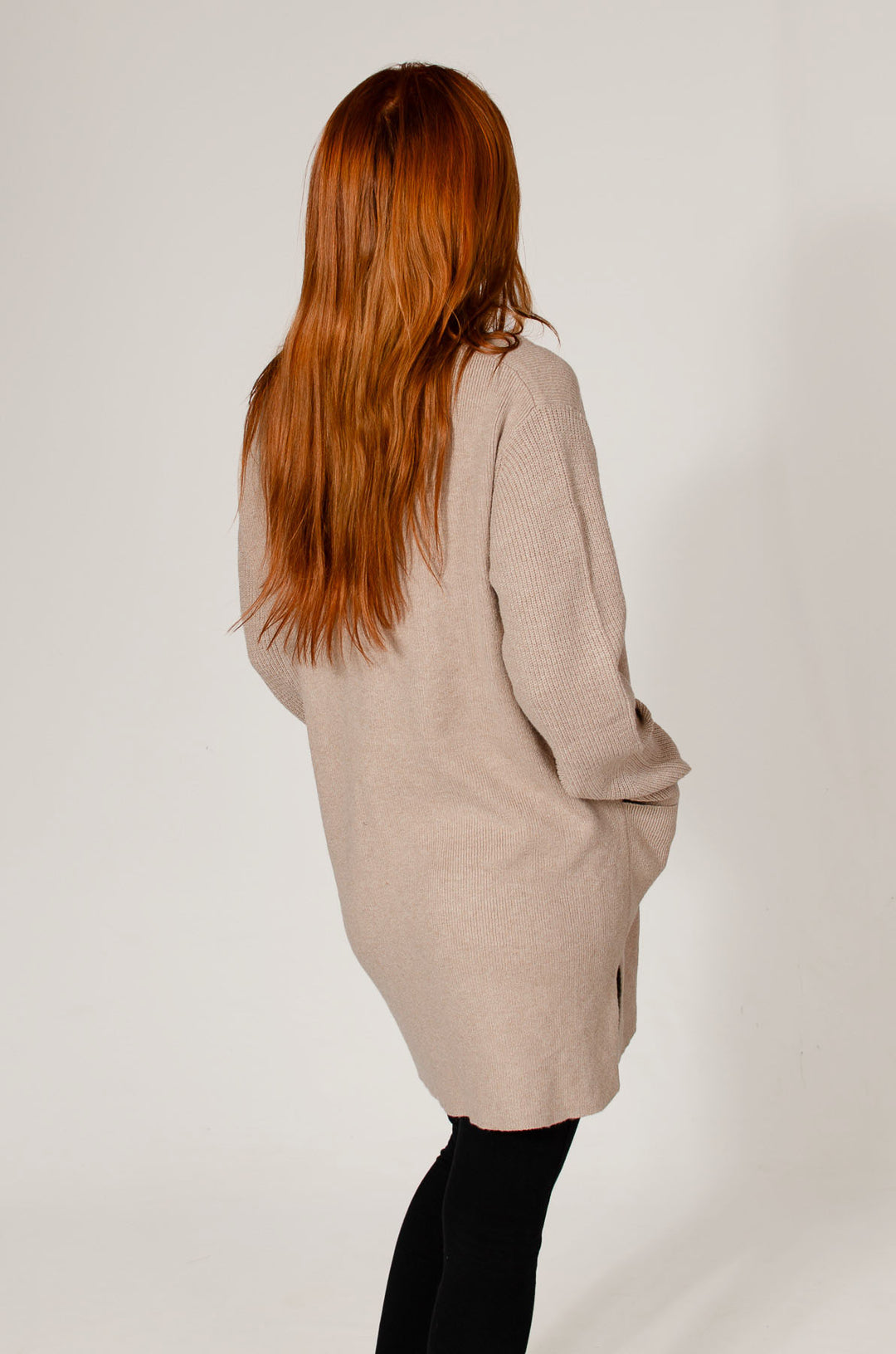 Open Front Ribbed Longline Cardigan