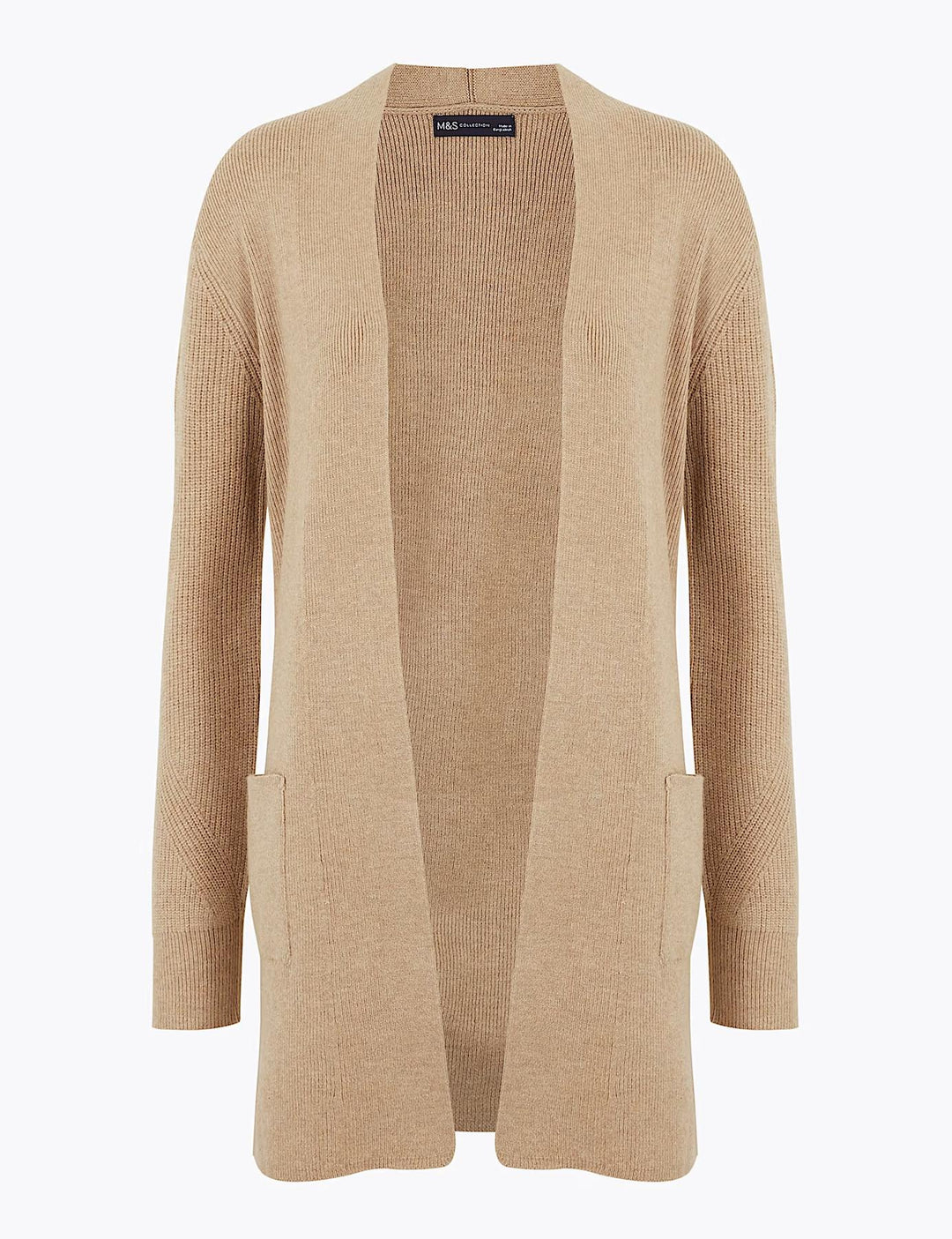 Open Front Ribbed Longline Cardigan