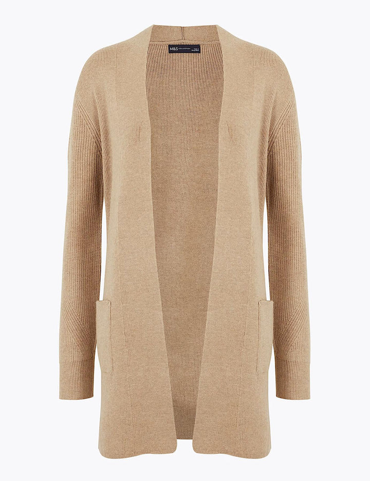 Open Front Ribbed Longline Cardigan