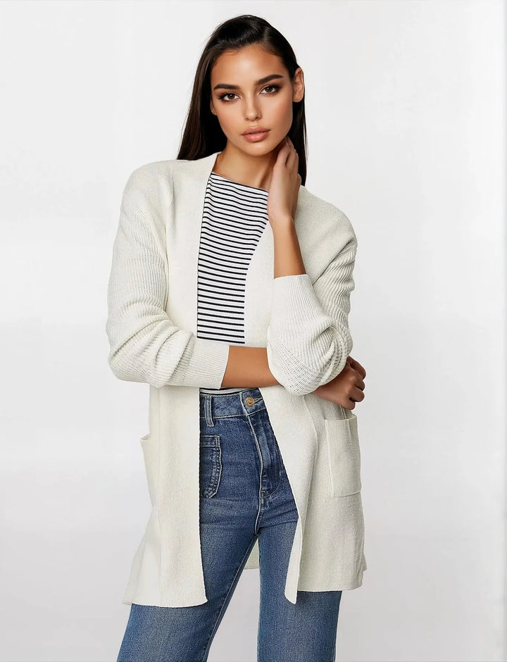 Open Front Ribbed Longline Cardigan