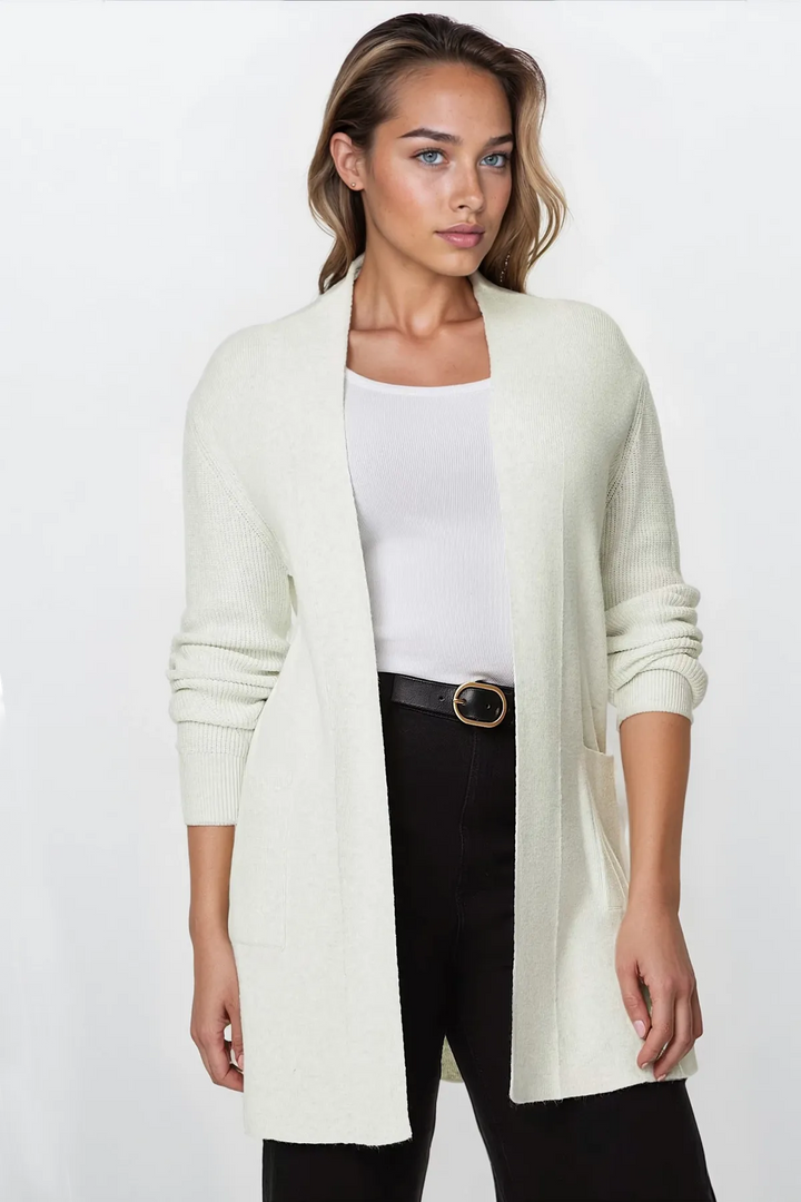 Open Front Ribbed Longline Cardigan