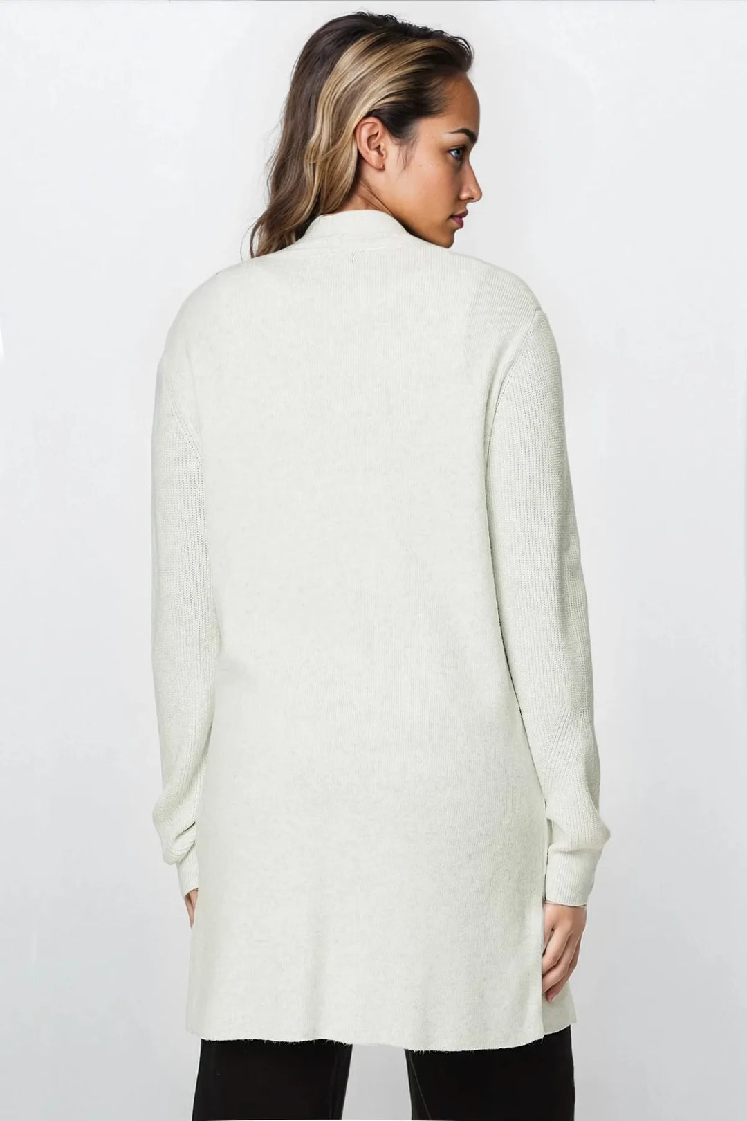 Open Front Ribbed Longline Cardigan