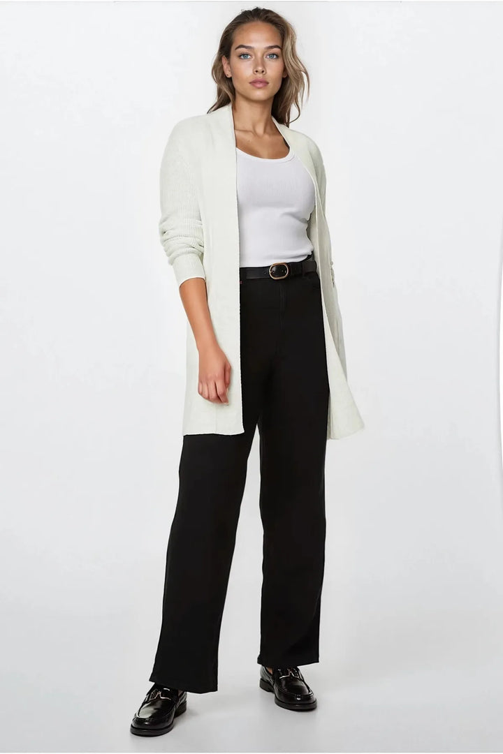 Open Front Ribbed Longline Cardigan