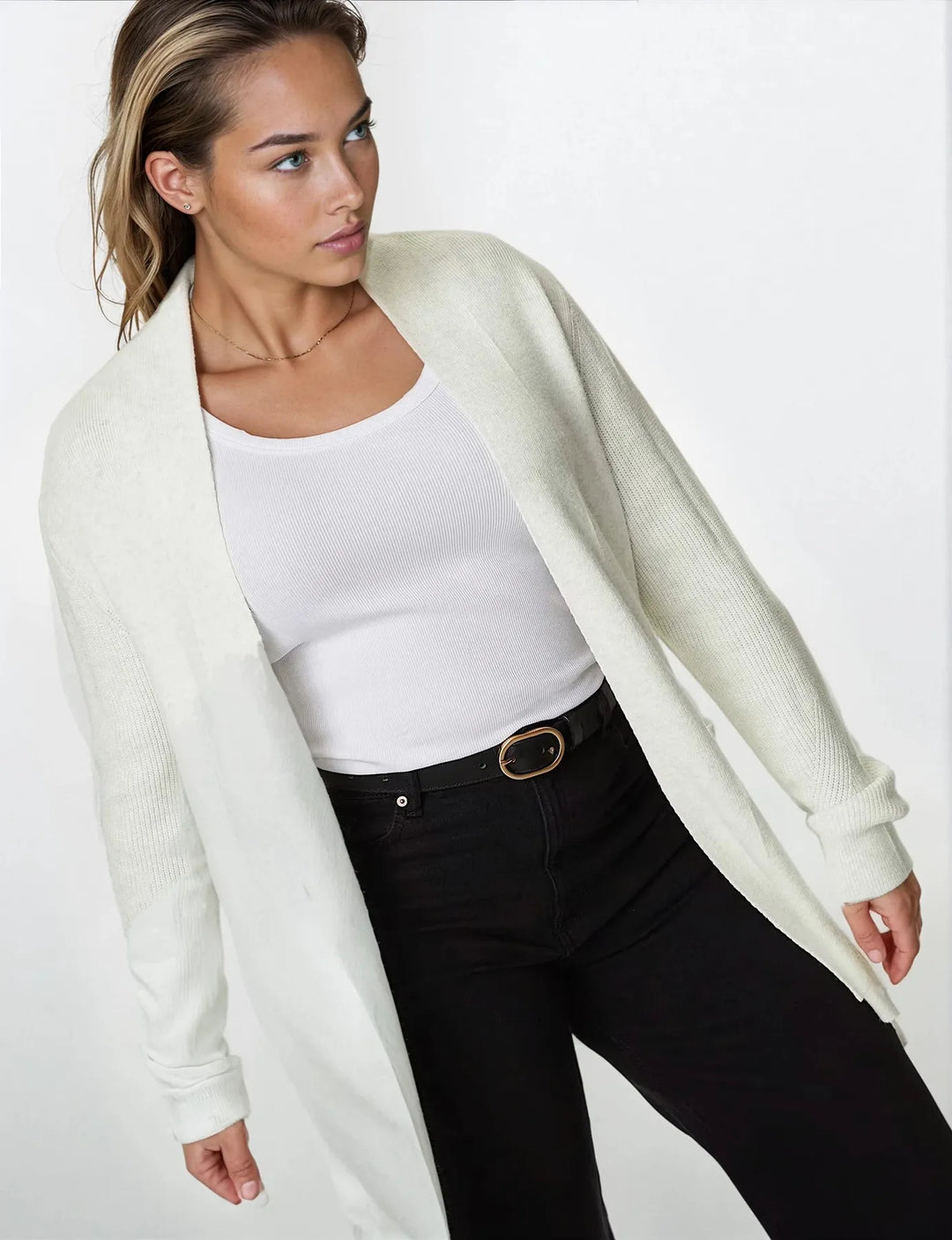 Open Front Ribbed Longline Cardigan