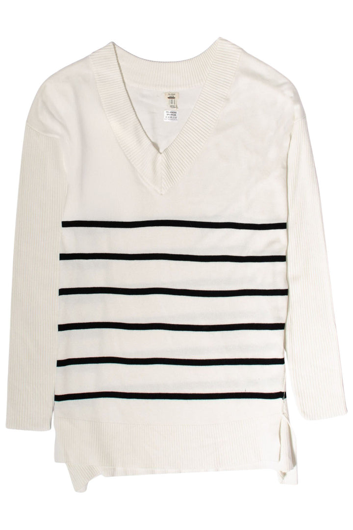 V-Neck Stripe Longline Jumper