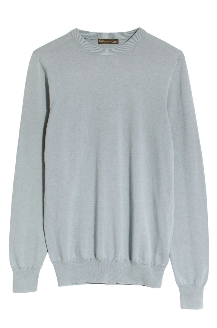 Crew Neck Fine Knit Cotton Jumper