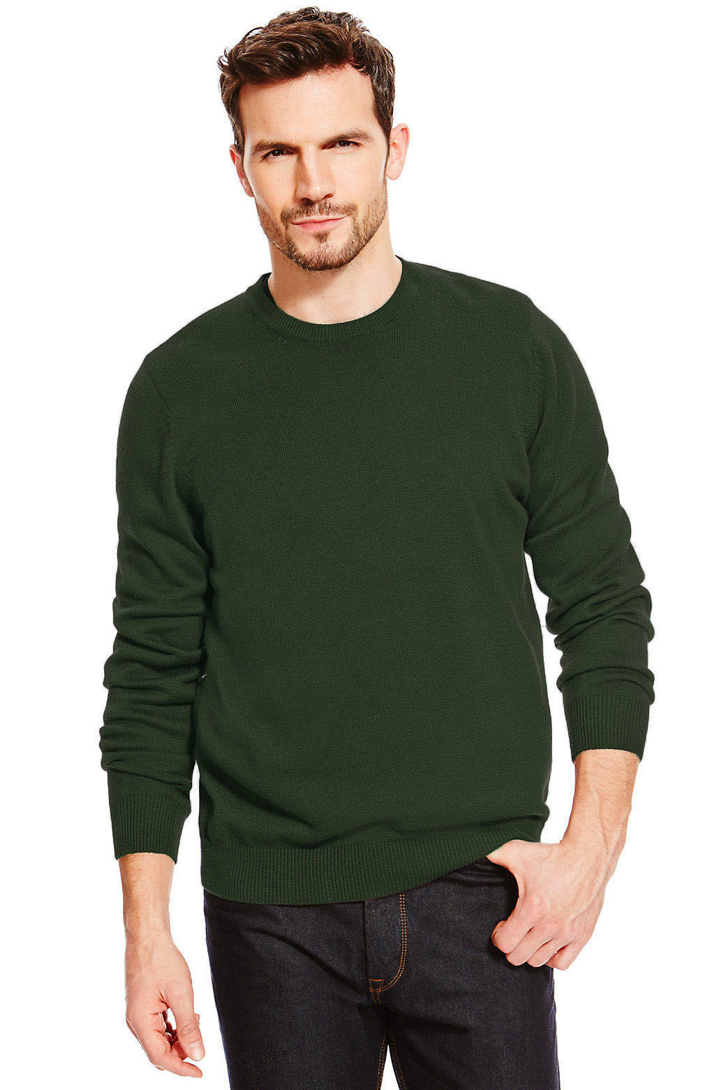 Crew Neck Fine Knit Cotton Jumper