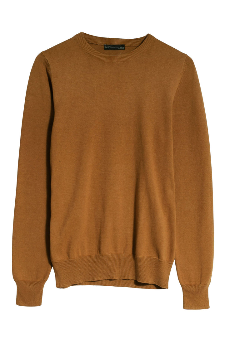 Crew Neck Fine Knit Cotton Jumper