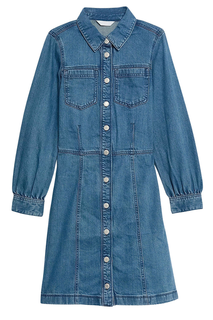 Denim Mini Shirt Dress Long Sleeve
