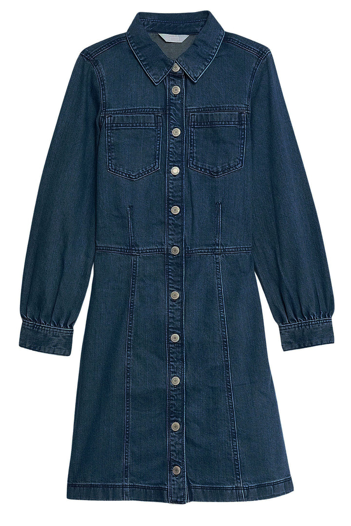 Denim Mini Shirt Dress Long Sleeve