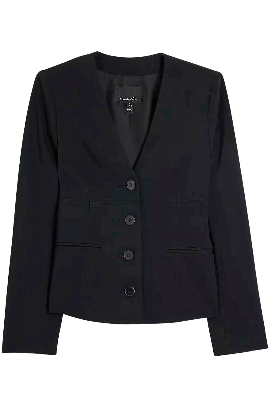 V Neck Button Front Blazer