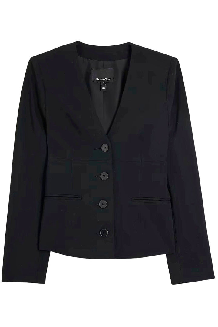 V Neck Button Front Blazer