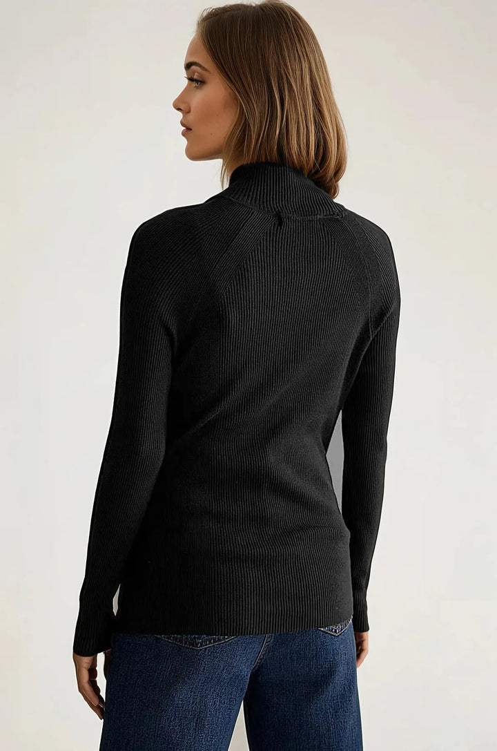 Ribbed Turtle Neck Fine Knit Jumper