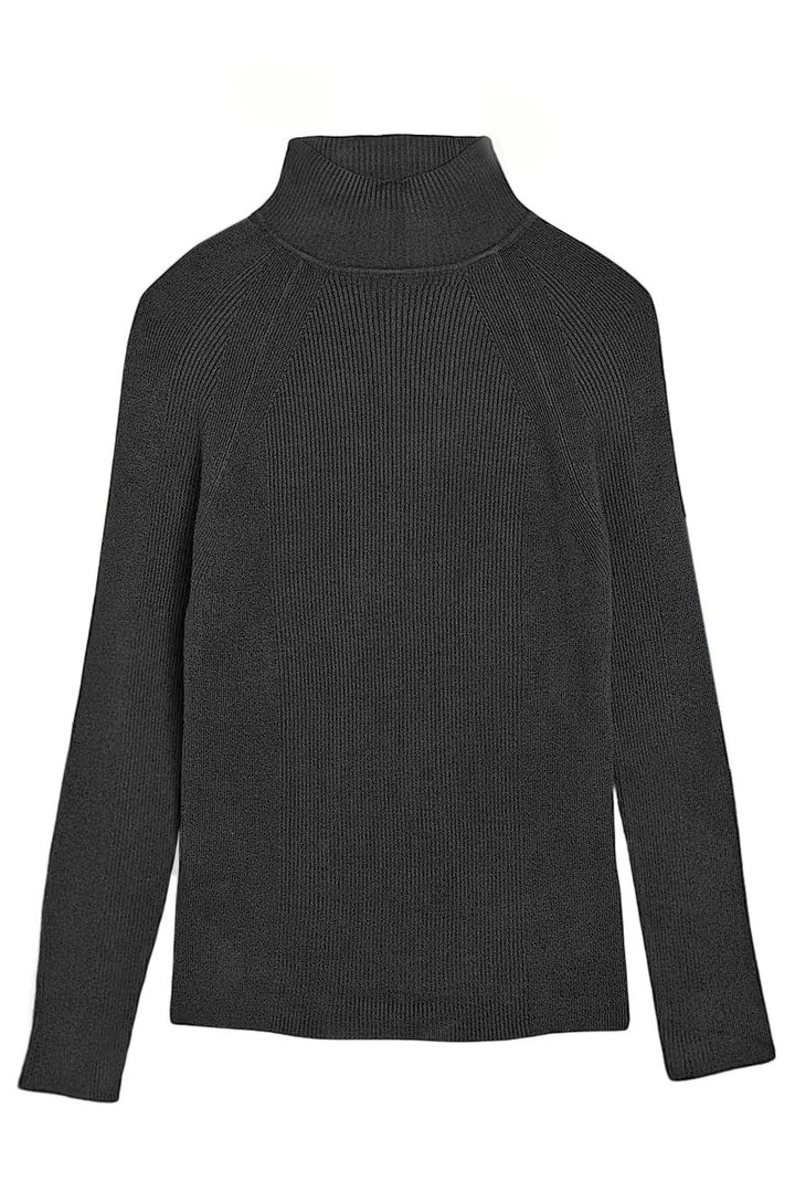 Ribbed Turtle Neck Fine Knit Jumper