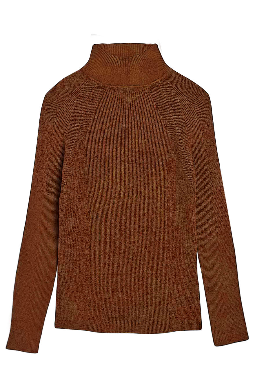 Ribbed Turtle Neck Fine Knit Jumper