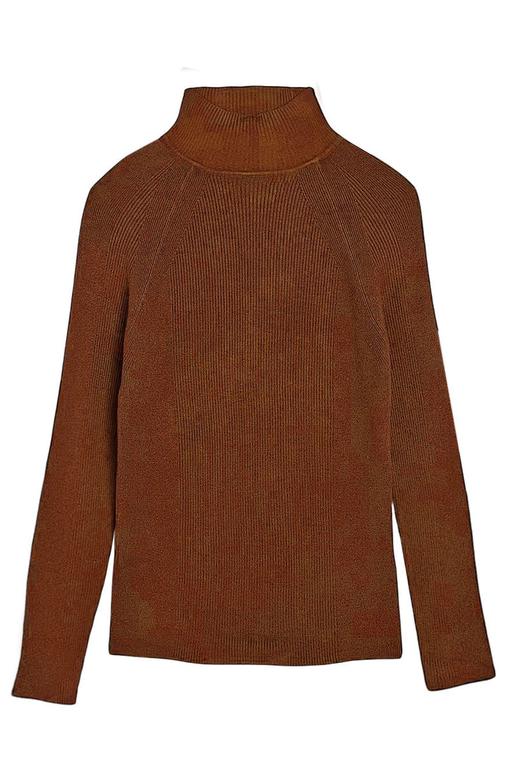 Ribbed Turtle Neck Fine Knit Jumper