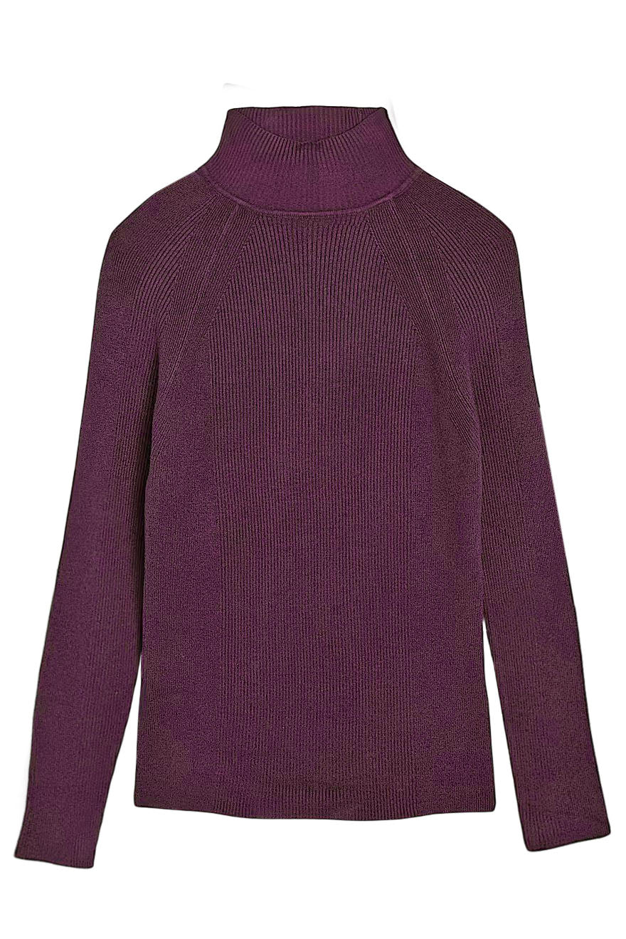 Ribbed Turtle Neck Fine Knit Jumper