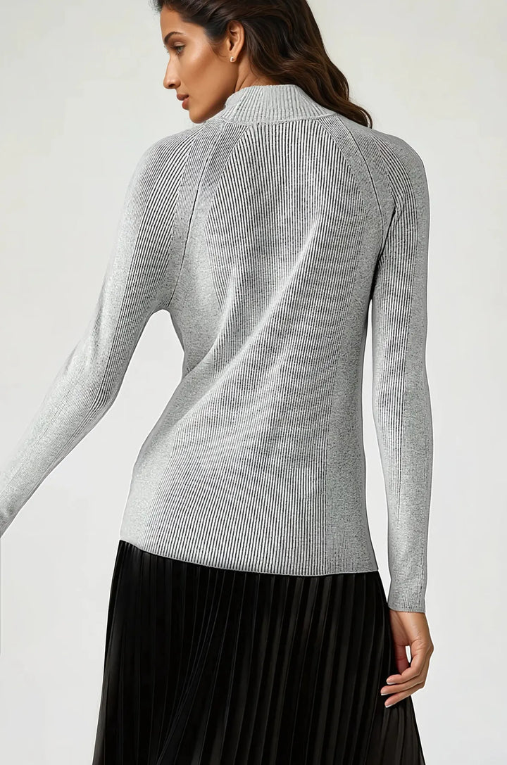 Ribbed Turtle Neck Fine Knit Jumper