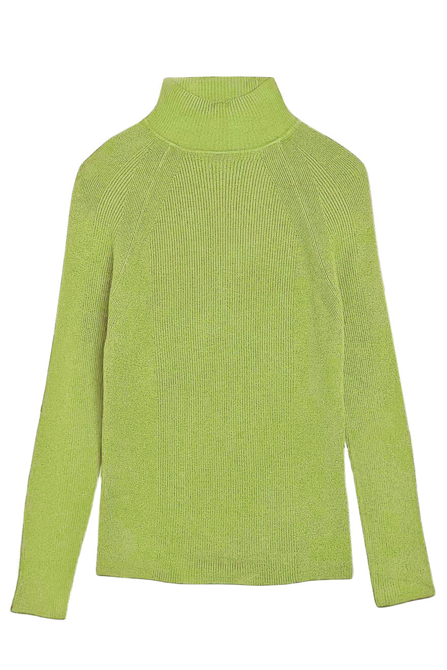 Ribbed Turtle Neck Fine Knit Jumper