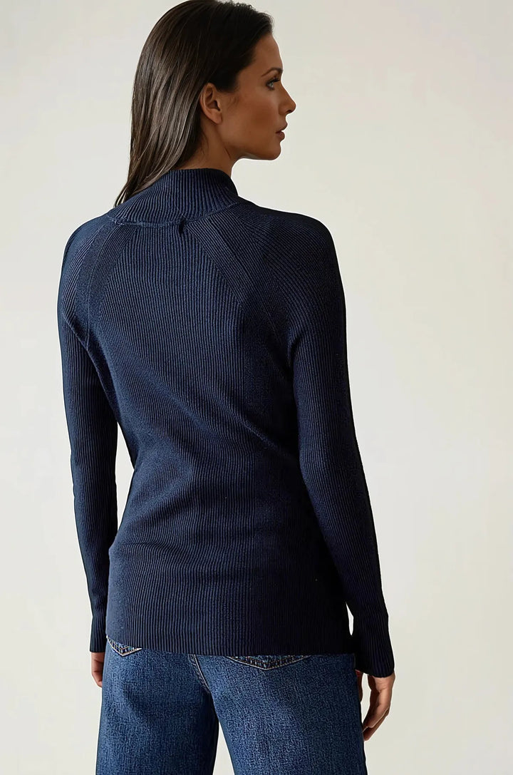 Ribbed Turtle Neck Fine Knit Jumper