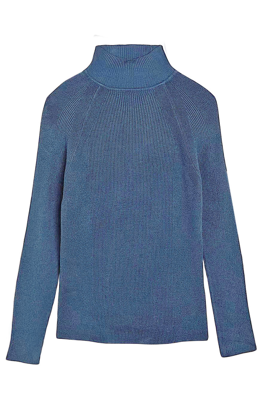 Ribbed Turtle Neck Fine Knit Jumper