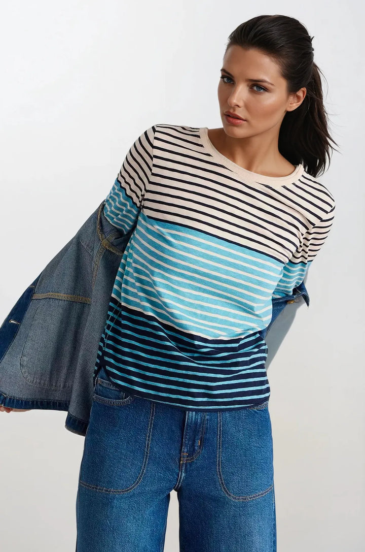 Blue Stripe Long Sleeved Top