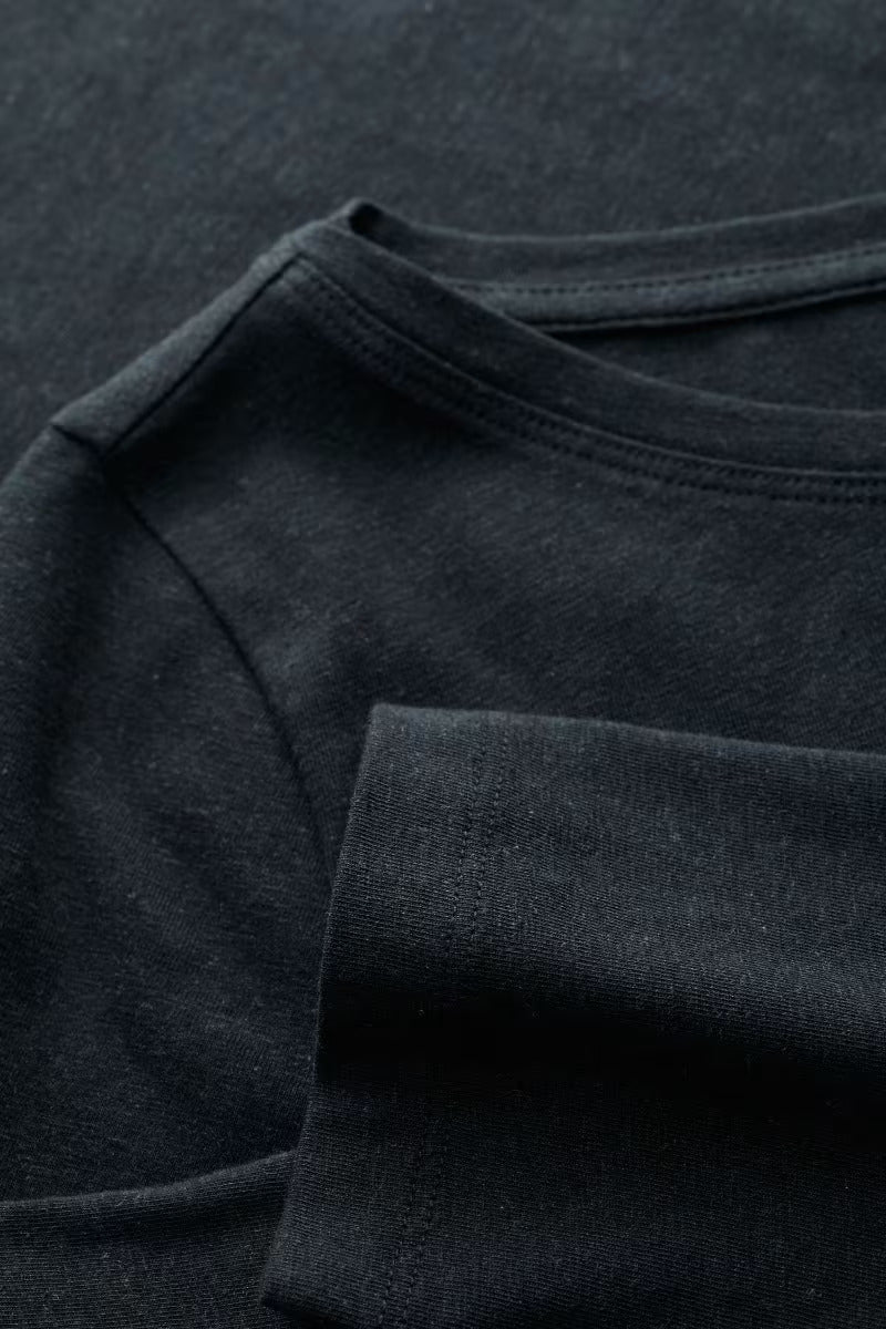 Boat Neck Long Sleeve Cotton Top