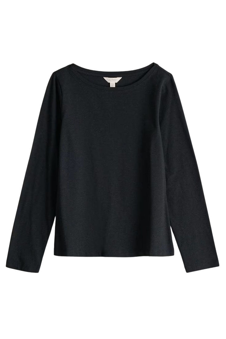 Boat Neck Long Sleeve Cotton Top – Secret Label