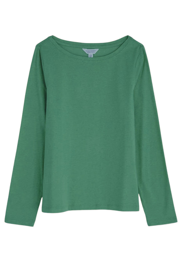 Boat Neck Long Sleeve Cotton Top