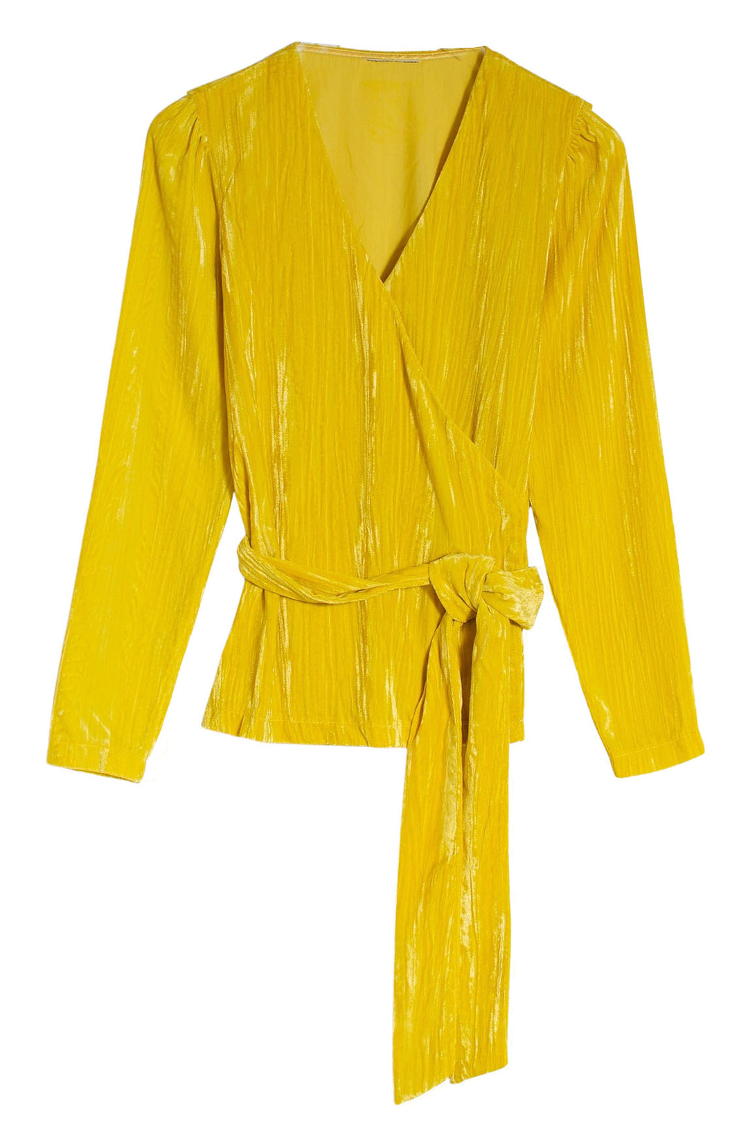 Yellow Velvet Wrap Top
