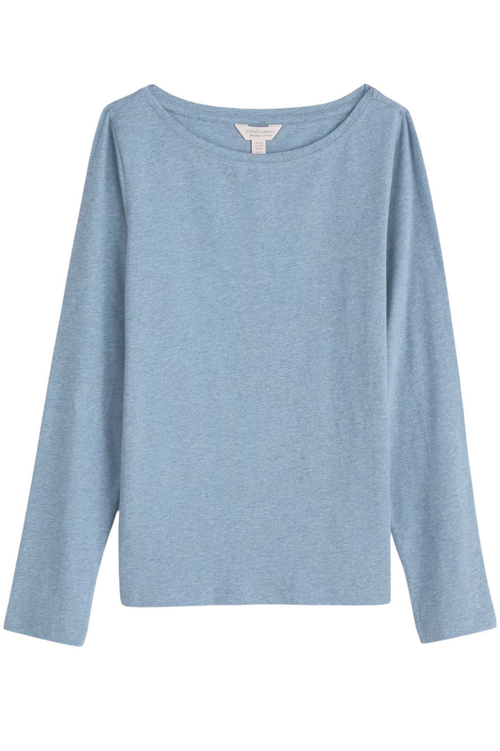 Boat Neck Long Sleeve Cotton Top