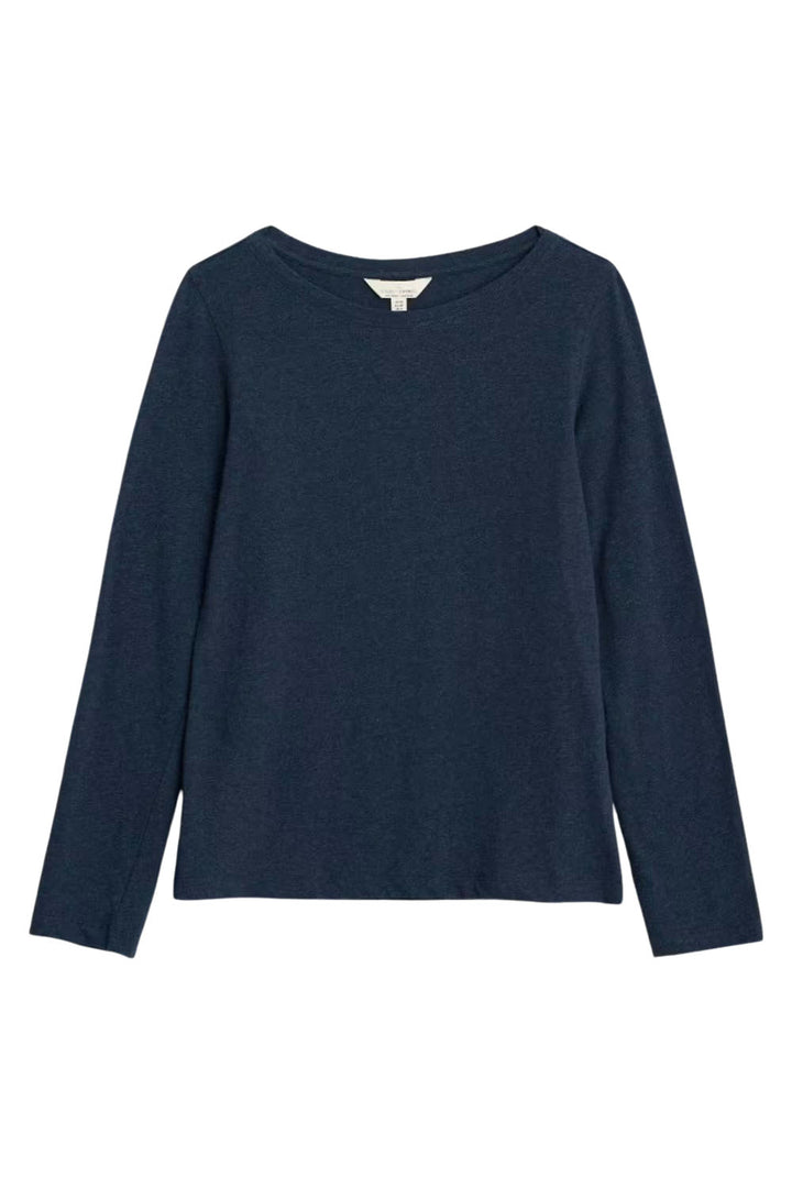 Boat Neck Long Sleeve Cotton Top