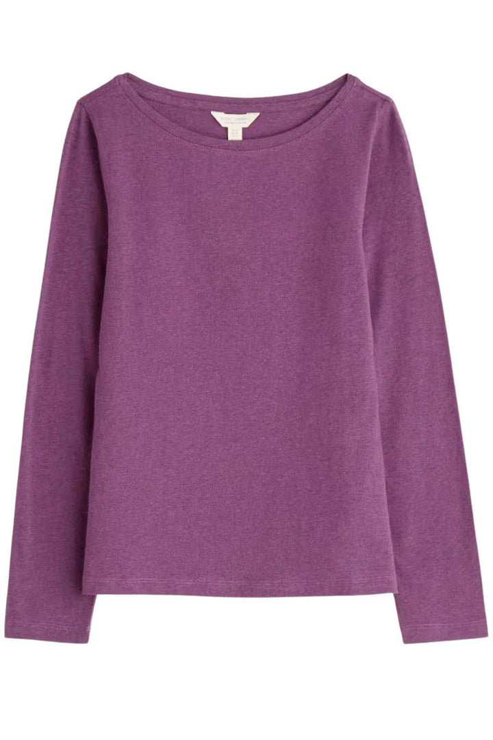 Boat Neck Long Sleeve Cotton Top